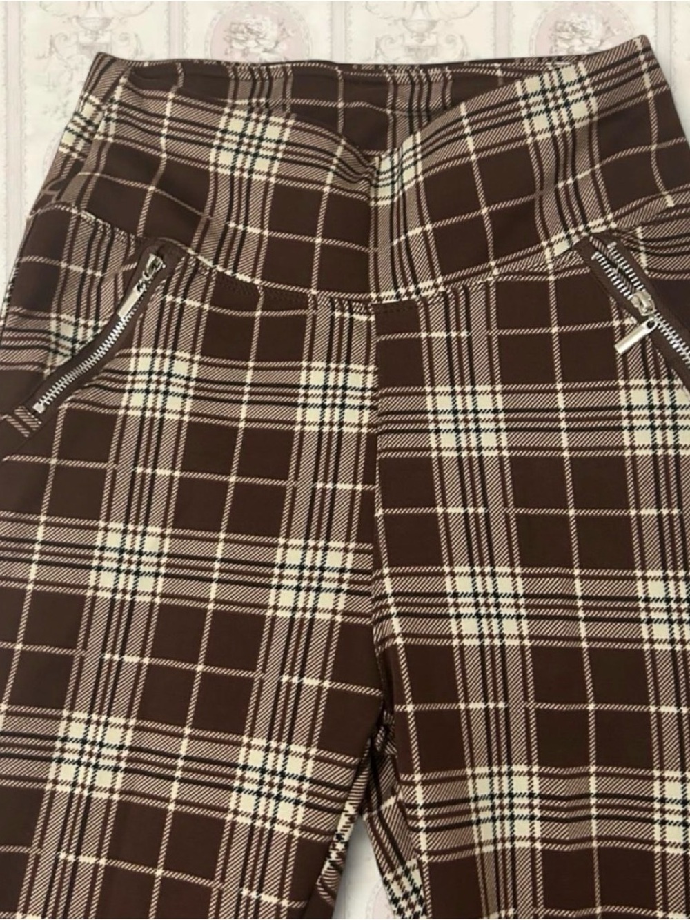 Streetwear Society Brown Plaid High-Waist Pants vintage inspired